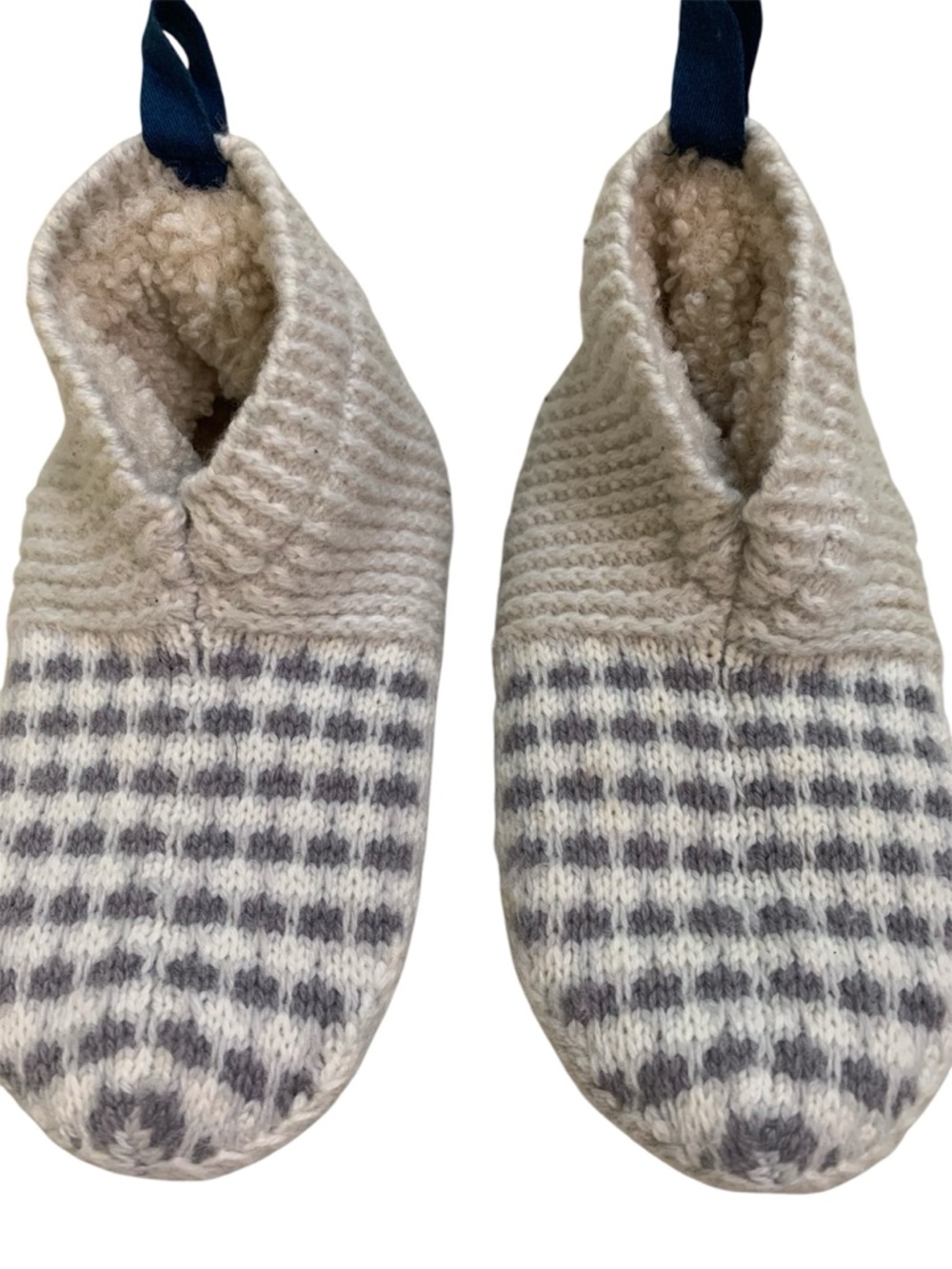 Bombas Gripper Slipper Socks Toddler Kids 8-10 Grey White Knit Sherpa Lined - Picture 2 of 5